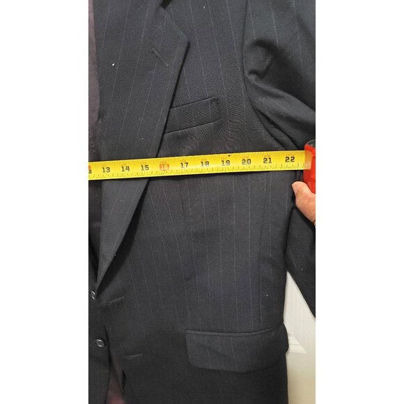 John Clarendon Mens Navy Pinstripe Wool Suit Jacket Size 42L Classic Fit - Picture 6 of 15